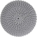 REDEARTH Round Boho Pouf Ottoman - Cable Knitted Cord Boho Pouffe - Stuffed Poof Accent Beanbag Footrest for Living Room - Nursery - Bedroom - Covered Patio - Study Nook (18”x18”x14”) - Gray-S by CozyNest Decor