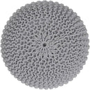 REDEARTH Round Boho Pouf Ottoman - Cable Knitted Cord Boho Pouffe - Stuffed Poof Accent Beanbag Footrest for Living Room - Nursery - Bedroom - Covered Patio - Study Nook (19.5"x19.5"x14") - Gray