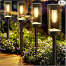 Solar Pathway Lights 8 Pack LED Waterproof Solar Outdoor Lights, Upgraded Stainless Steel Driveway Lighting with Tungsten Filament Bulb for Yard, Landscape, Garden, Walkway, Lawn, Path by GreenHaven Gardens