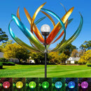 Large Solar Wind Spinners for Yard and Garden-82.6 Inch 360° Metal Wind Sculptures Outdoor Clearance Kinetic Windmills with Multi Color Led Glass Ball by CozyNest Decor