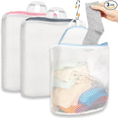 3Pcs Hanging Laundry Bags for Socks with S Hooks, 3 Color Mesh Laundry Bags for Washing Machine by TinyTreasures Baby Boutique