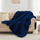Carriediosa Chunky Knit Throw Blanket 50" X 60", 100% Hand Made Large Chenille Loop Yarn Soft Fluffy Throws for Couch Sofa Bed, Big Crochet Cozy Heavy Thick Cable Woven Blankets, Navy Blue by CozyNest Decor
