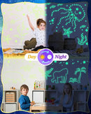 201 Pcs Glow in The Dark Stars Stickers for Ceiling, Toddler Stocking Stuffers Wall Room Decor Gifts, Luminous 3D Glowing Stars Easter Basket Stuffers for Kids Boys Girls