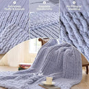 Chunky Knit Blanket - Luxury Soft Cozy 50 * 60 Throw Blanket,100% Woven Blanket Rope Knot Throw Blanket for Couch, Sofa, Home Decor, Gift - Machine Washable（Grey） by CozyNest Decor