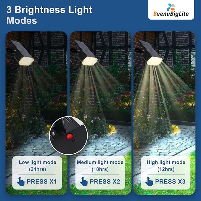 Waterproof Solar Lights Outdoor: IP65 Led Spot Light Decorations for Garden - 3 Lighting Modes Solar Powered for Yard - Dust to Dawn Uplighting Landscape Pathway Drive Patios 6PC Warm, photo 4 of 8