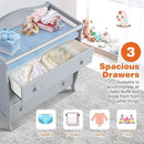 Costzon 3-Drawer Changing Table, Infant Diaper Changing Station with Drawers, Safety Rails & Strap, Baby Changing Table Dresser for Nursery, Easy Assembly (Gray) by CozyNest Decor