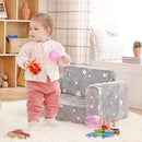 Toddler Chair Plush Kids Couch, 2-in-1 Comfy Armchair Removable and Washable Cover Carrying Handle, Convertible Reading Chair Toddler Couch for Girls and Boys, Glow in The Dark Grey Star by CozyNest Decor