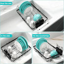 MAJALiS Dish Drying Rack in Sink -Expandable Stainless Steel Over Sink Dish Rack (11.3''-17''), Adjustable Capacity Dish Strainers for Kitchen Sink Counter with Utensil Holder, Black by CozyNest Decor