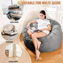 4FT Bean Bag Chair: Bean Bag with Velvet Cover, Fluffy and Comfy Bean Bag Chairs for Adults and Kids, Bean Bag Sofa Filled with High-Density Sponge for Gaming (Grey) by CozyNest Decor