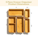 SMIRLY 5-Piece Bamboo Kitchen Drawer Organizer Set for Large and Small Utensils, Multi-use Storage Box - Bathroom, Nightstand, Jewelry, Cutlery, Knife, Spice, Towel, Junk Drawer Tray by CozyNest Decor