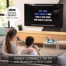Rabbit Karaoke Machine for Kids, Children and Toddlers with 2 Wireless Bluetooth Microphones, Portable PA Speaker System Includes Lyrics Display Phone Holder, TV Cable and Singer Vocal Removal Mode by TinyTreasures Baby Boutique