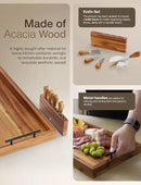 24" Large Charcuterie Tray with Handles, Extra Long Wooden Serving Cheese Boards - Serving Platter for Meat, Party Appetizers, Outdoor & Fruits Display (Acacia Wood) by CozyNest Decor
