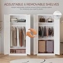 71" White Wardrobe Closet with 2 Doors, Metal Armoire Wardrobe Cabinet with Hanging Rod and Adjustable Shelves, Clothing Storage Cabinets for Bedroom, Laundry Room, Home Office by CozyNest Decor