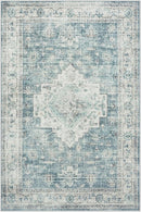 LIVEBOX Bedroom 4x6 Washable Area Rug for Entryway Kitchen, Non-Slip Soft Boho Rugs for Dining Room Office, Farmhouse Low-Pile Neutral Soft Carpet for Nursery Room Playroom, Blue by TinyTreasures Baby Boutique