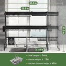 3 Tier Extra Large Stainless Steel Expandable Over The Sink Dish Drainer Drying Rack, Rust Proof Metal, Space Saving, Modern Black Big Capacity Extendable Plate Strainers Above Kitchen Counter by CozyNest Decor