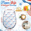 Sliner 2 Pack Patriotic Stemless Wine Glasses 17oz Red Blue Bow Drinking Glasses Independence Day Tumbler Cups for 4th of July Party Supplies Memorial Day Gift Decorations