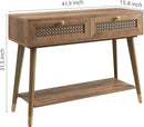 Narrow Sofa Table with Two Drawers and Shelf, Modern Style Wooden Console Table for Living Room, Entryway, Hallway, Rustic Oak by CozyNest Decor