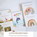 Baby Album Memory Book for Girl or Boy - First 5 Years Unisex Bohemian Rainbow Keepsake Journal to Log Newborn Milestone - Photo Album Scrapbook for Baby Shower - Unique New Parents Gifts for Couples by TinyTreasures Baby Boutique