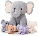 5 Pieces Elephant Stuffed Animals for Girls, 1 Mommy Elephant with 4 Babies Soft Plush Set Toys Gifts for Kids Children 3 4 5 6 7 8 9 Years, Christmas, Birthday, Children's Day by TinyTreasures Baby Boutique