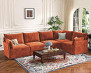 135.5" Oversized Modular Sectional Sofa, L Shaped Convertible Couch with Movable Ottoman, 5 Seat Corner Couches for Living Room Deep Seat Terracotta Orange Chenille by CozyNest Decor