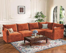 136.4" Oversized Modular Sectional Sofa, U Shaped Convertible Couch with Movable Ottoman, Large 7 Seat Corner Couches for Living Room Deep Seat Terracotta Orange Chenille by CozyNest Decor