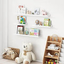 Picture Ledge Shelf for Wall, 48 inches Solid Pine Wood Nursery Book Shelves 3 Pack, Floating Ledge Shelves for Kids' Room, Bedroom, Bathroom Long Floating Shelves for Wall, White by CozyNest Decor