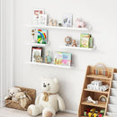 Picture Ledge Shelf for Wall, 16 inches Solid Pine Wood Nursery Book Shelves 3 Packs, Floating Ledge Shelves for Kids' Room Bedroom Bathroom Living Room Photo Frames Office Nursey Wall Decor, White by TinyTreasures Baby Boutique