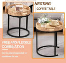 Nesting Coffee Table, Small Round Stacking Side Table with Metal Frame, Modern End Table for Living Room Bedroom Office Balcony (Rattan, 1) by CozyNest Decor