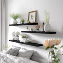 Wood Floating Shelves for Wall Decor, Rustic Wall Shelves for Bedroom Bathroom Kitchen Living Room, Set of 4 Black 36 Inch by CozyNest Decor