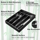 Bamboo Silverware Holder - Drawer Organizer with 5 Slots (Black) by CozyNest Decor