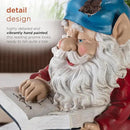 Alpine Corporation 14" Tall Outdoor Garden Gnome Reading a Book Yard Statue Decoration by GreenHaven Gardens