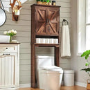 Over The Toilet Storage Cabinet, Farmhouse Bathroom Cabinet with Adjustable Shelf & Barn Door, 67" Tall Over The Toilet Shelf, Brown by CozyNest Decor