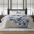 EVERGRACE Ultra Soft Luxury Fluffy Ridgeline Faux Rabbit Fur Throw Blanket, Thick Warm Bubble Throw for Bed, Cozy Plush Reversible Blankets for Couch, Chair, Sofa, Cloud Blue, 50x60 Inches, 870 GSM by CozyNest Decor