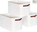 MINTWOOD Design 3-Pack Decorative Woven Storage Baskets for Shelves, Cube Bin Box for Organizing Books, Shoes, Dog Toys, Pantry Closet and Living Room Organizer, Creamy White by TinyTreasures Baby Boutique