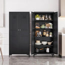 Metal Storage Cabinet with Doors and Shelves,Black Storage Cabinet with Leg,Metal Pantry Cabinets,Ventilated Pantry Closet,Tall Large Cupboard for Home,Kitchen,Dining/Living/Laundry Room by CozyNest Decor