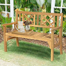 Giantex 4 Ft Foldable Outdoor Bench, Acacia Wood Outside Loveseat with Curved Backrest and Armrest, 705Lbs Weight Capacity, Garden Bench for Patio, Park, Porch, Balcony by GreenHaven Gardens