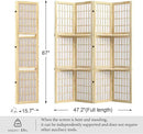 5.6FT Room Divider and Folding Portable Partition Screen, Chinese Japanese Shoji Style with Three Display Shelves for Room Separation - 4 Panel (Natural) by CozyNest Decor