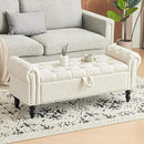 Furniliving Modern Storage Ottoman Bench, Sherpa Ottoman End of Bed Bench with Solid Wood Legs Upholstered Ottoman Benches with Storage Indoor Bench for Living Room with Rolled Arm, Entryway, White by CozyNest Decor