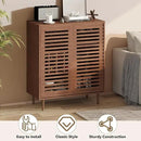 Mid Century Bar Cabinet with Wine Racks, Modern Liquor Cabinet with Slatted Doors for Dining Room, Living Room (Walnut Color) by CozyNest Decor