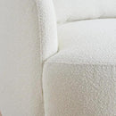 KINWELL 34" Wide Sherpa Swivel Barrel Chair, No Assembly Round Boucle Upholstered Accent Chair Armchair Single Sofa Chair with Toss Pillow for Living Room and Bedroom, Beige by CozyNest Decor
