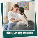 Hobestluk 3.5FT Bean Bag Chair Large Bean Bag with Filler Included Bean Bag Chairs for Adults Teardrop Bean Bag Chair with Removable Cover for Bedroom Living Room - (Large, Grey) by CozyNest Decor