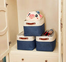 DECOMOMO Storage Baskets for Shelves - Fabric Closet Organizers and Storage Bins, Perfect Baskets for Organizing Closet Toys Nursery (Navy Blue and White, XL - 3 Pack) by CozyNest Decor