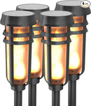 Metal Solar Torch - Adjustable Height (24" - 50"), Outdoor Lights with Flickering Flame, Waterproof Solar Powered Lights, Flame Torches for Patio, Pathway, Yard Decor, Matte Black (4-Pack) by GreenHaven Gardens