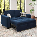 Belffin Modular Sectional Sleeper Sofa with Pull Out Couch Bed Modular Sleeper Loveseat Sectional Sofa Velvet Fabric for Living Room Apartment Blue by CozyNest Decor
