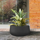 Kante 11.8" Dia Round Concrete Planter, Cement Plant Pots with Drainage Hole and Rubber Plug for Outdoor Indoor Garden Home, Modern Curvaceous Design, Black by GreenHaven Gardens