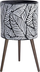 D'vine Dev 16 Inch Planter Pot with Stand, Mid-Century Tall Plant Pot with Legs for Indoor Plants, XX-Large, White/Grey, 88-L-E-7