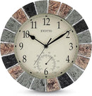 eYotto 10 Inch Small Indoor/Outdoor Waterproof Wall Clock with Thermometer Silent Non-Ticking Battery Operated Wall Clocks Weatherproof for Patio, Pool, Garden, Lanai, Fence, Porch, Deck, Bathroom by CozyNest Decor