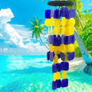 Bellaa 24889 Wind Chimes Outdoor, Garden Decorations, Musical, Indoor/Outside Windchimes, Beach, Ocean Breeze, Gifts for Mom, Gift for All Occasions, Capiz Sea Glass Shells Wood Yellow Blue by CozyNest Decor