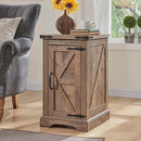 JXQTLINGMU Farmhouse Nightstand Set of 2 with Charging Station, 17"D Rectangular End Table with Barn Door & Adjustable Storage Shelf, Wood Rustic Sofa Side Table for Living Room, Bedroom, Light Brown by CozyNest Decor
