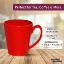DISCOUNT PROMOS Glossy Ceramic Latte Coffee Mug 12 oz. Set of 10, Bulk Pack - Perfect for Tea, Espresso, Cappuccino, Hot Cocoa - Red by CozyNest Decor